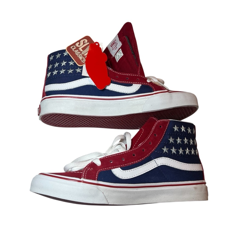 Vans SK8-Hi Slim Sneakers - Studded Stars Red and Blue